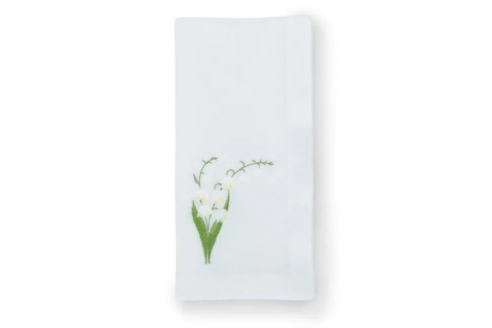 Lily of the Valley Collection, White Linen Napkin and Placemat, Set of 4