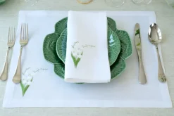 Lily of the Valley Collection, White Linen Napkin, Set of 4
