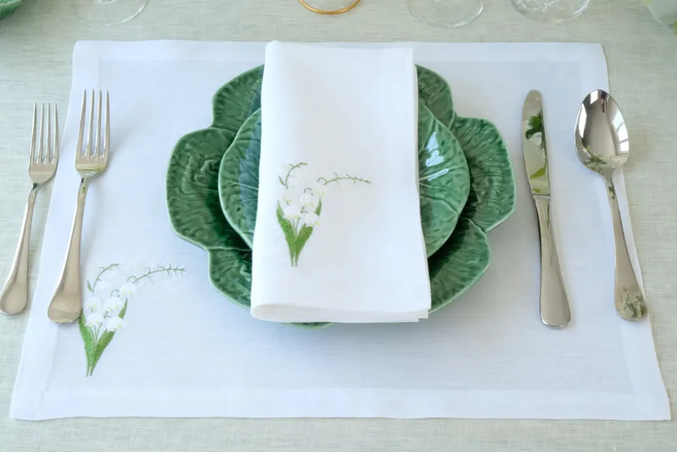 Lily of the Valley Collection, White Linen Napkin, Set of 4
