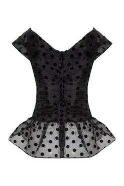 Lily Top And Skirt Set Black Polka
