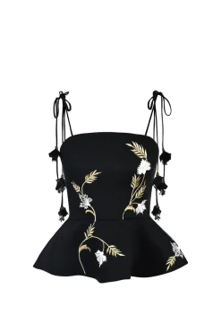 Lily Top in Black & Ivory & Gold