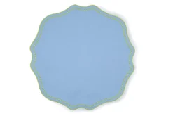 Lime Dotted Blue Linen Placemat, Set of 4