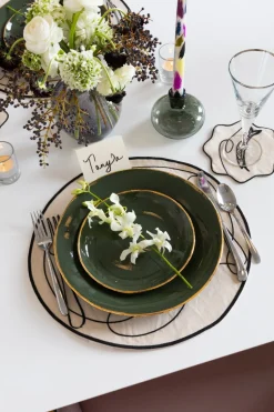 Line Drawing Embroidered Linen Placemats, Set of 4