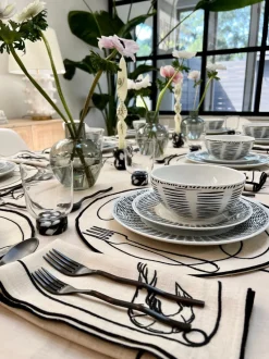 Line Drawing Embroidered Linen Placemats, Set of 4
