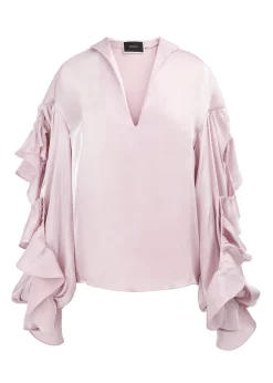 Liquid Ruffle Rose Tunic Blouse