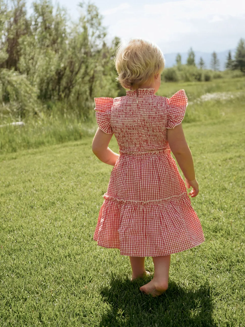 Little Lady Field Dress in Red Gingham