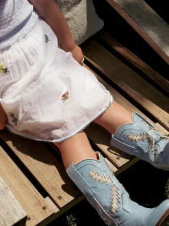 Little Lady Field Dress in White with Embroidery