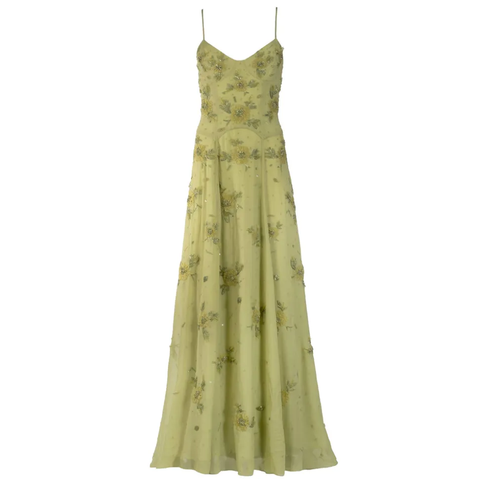 Liv Gown in Tarragon with Wildflower Clusters