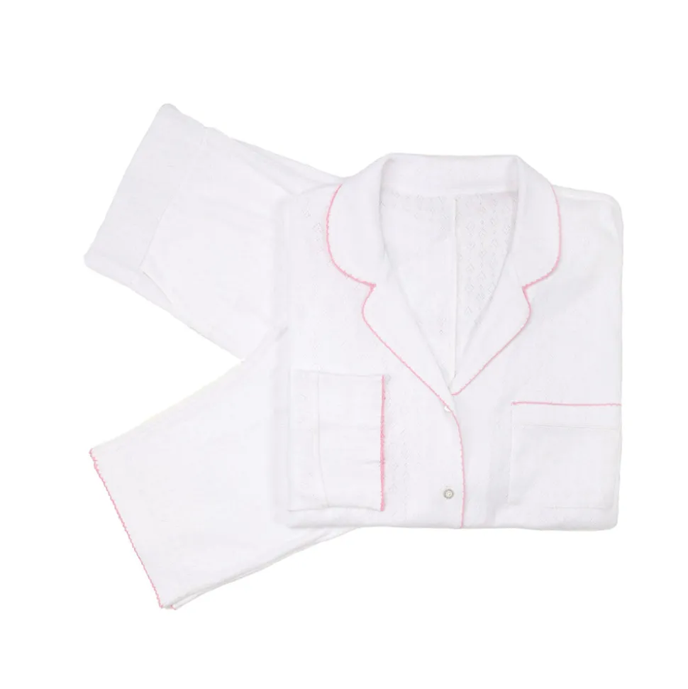 Liza Pointelle Cotton Long Pajamas