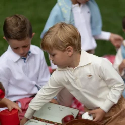 Long Sleeve Carter Polo in 8th Street Ivory