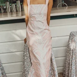 Long Slip Dress in Pink Pineapple