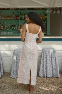 Long Slip Dress in Pink Pineapple