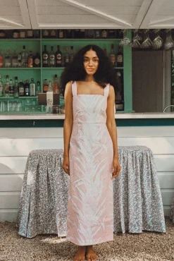 Long Slip Dress in Pink Pineapple