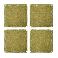 Loopy Square Placemat in Olive Green, Set of 4