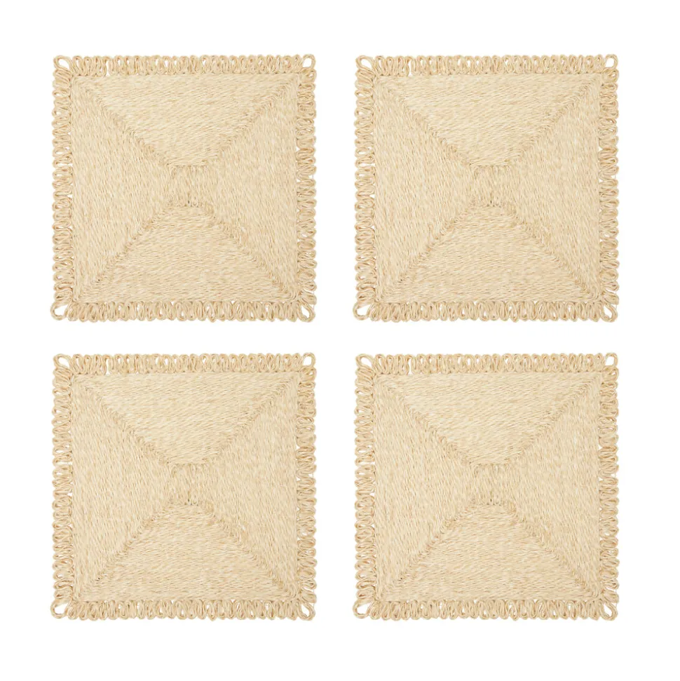 Loopy Square Placemat in Natural, Set of 4