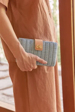 Lou Wicker Straw Clutch Bag