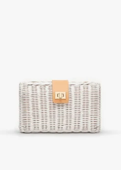 Lou Wicker Straw Clutch Bag
