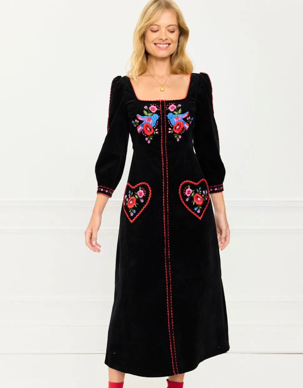 Love Bird Embroidery Olivia Dress
