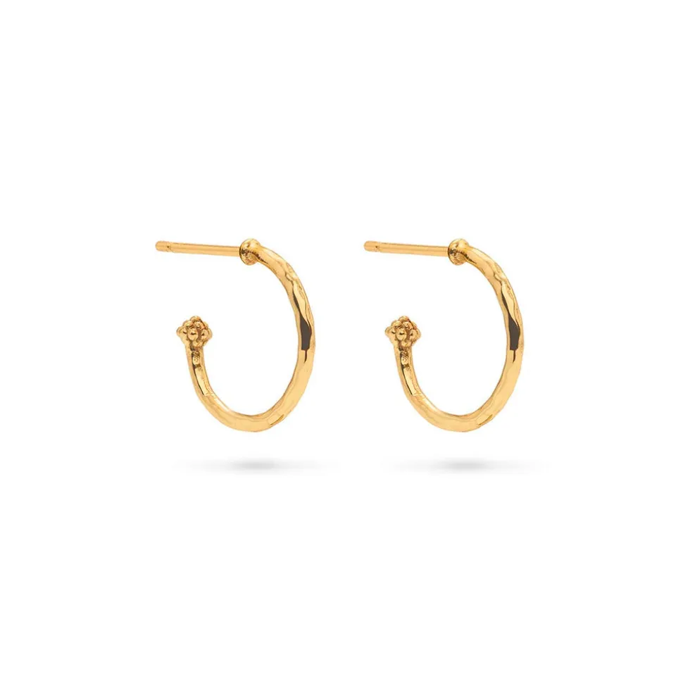 Love Hoop Earrings with Heart Charm in Gold