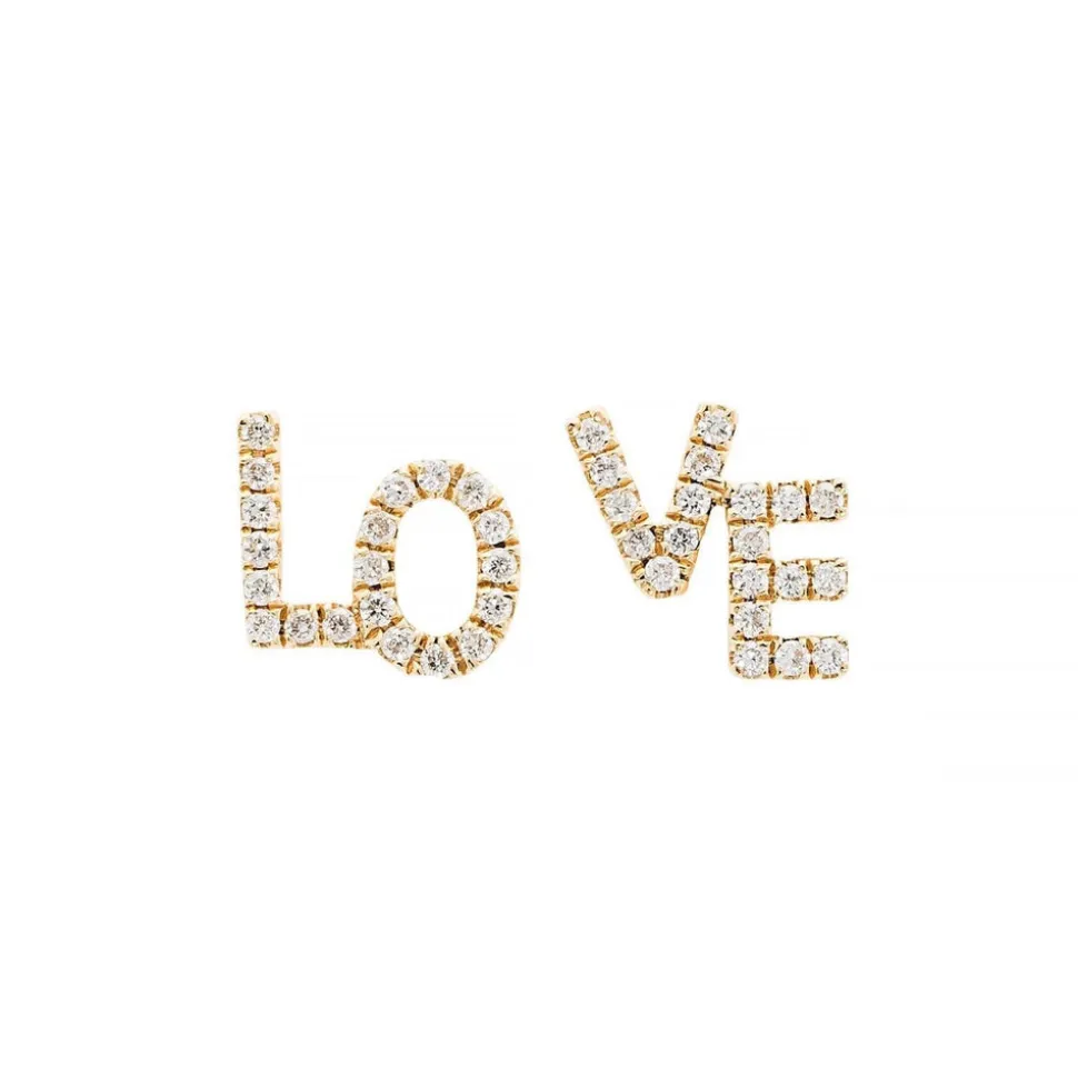 Love Text Studs, Pair