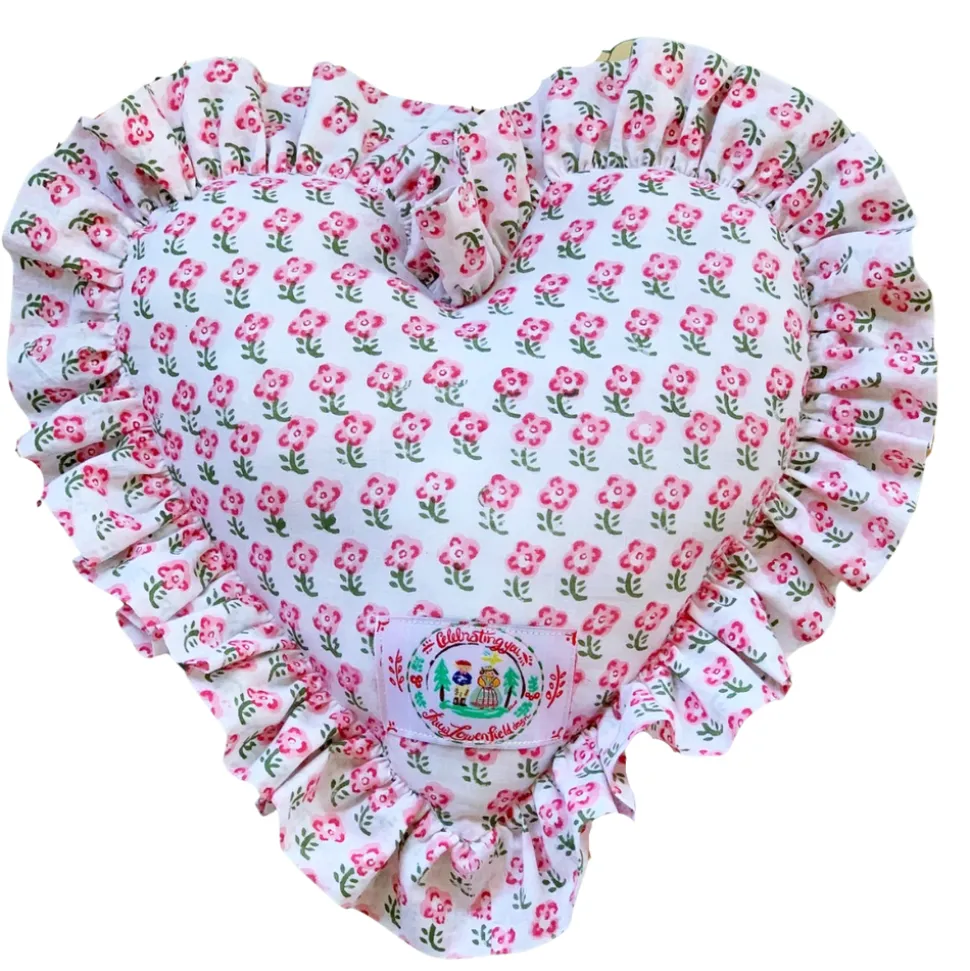 Love You So Heart Ruffle Pillow