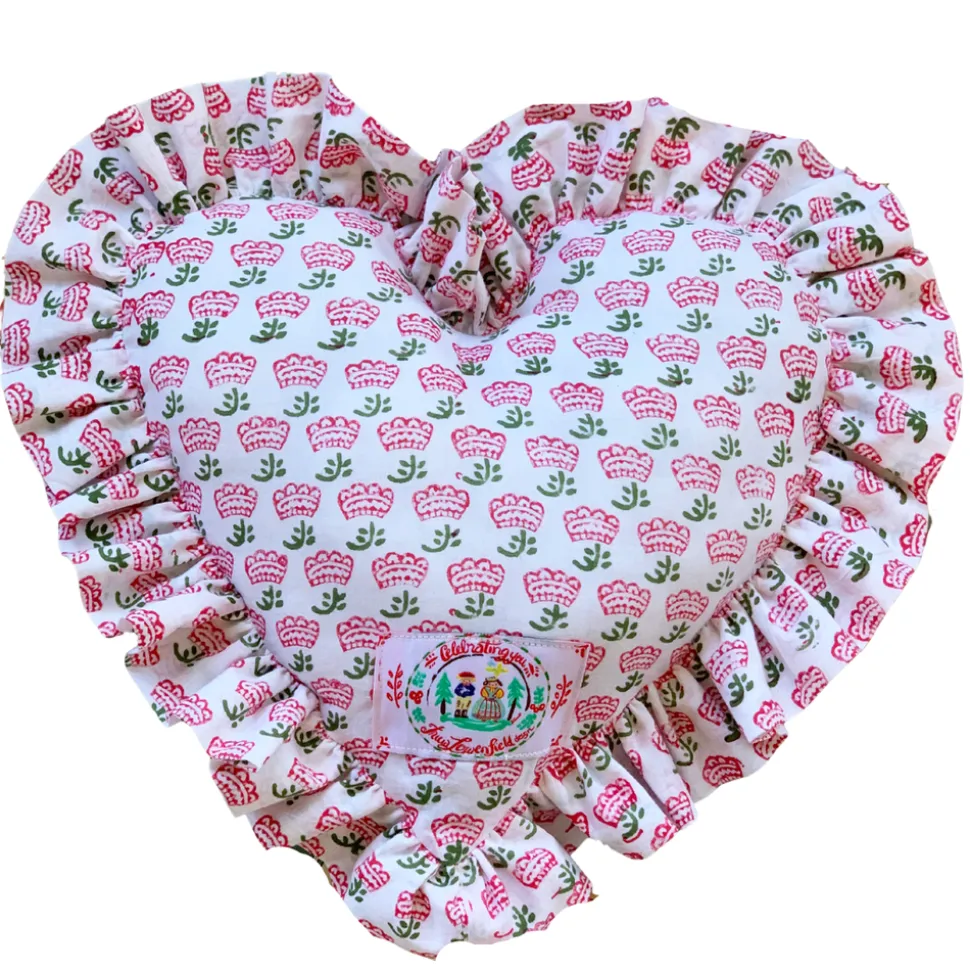 Love You So Heart Ruffle Pillow