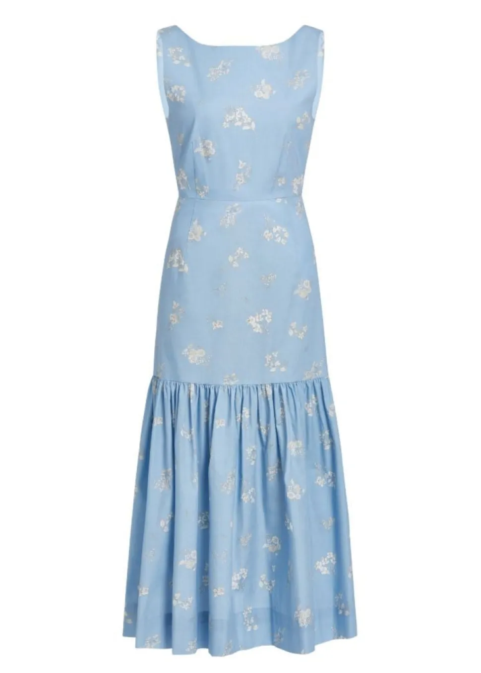 Low-Back Dress in Blue Mini Bouquet