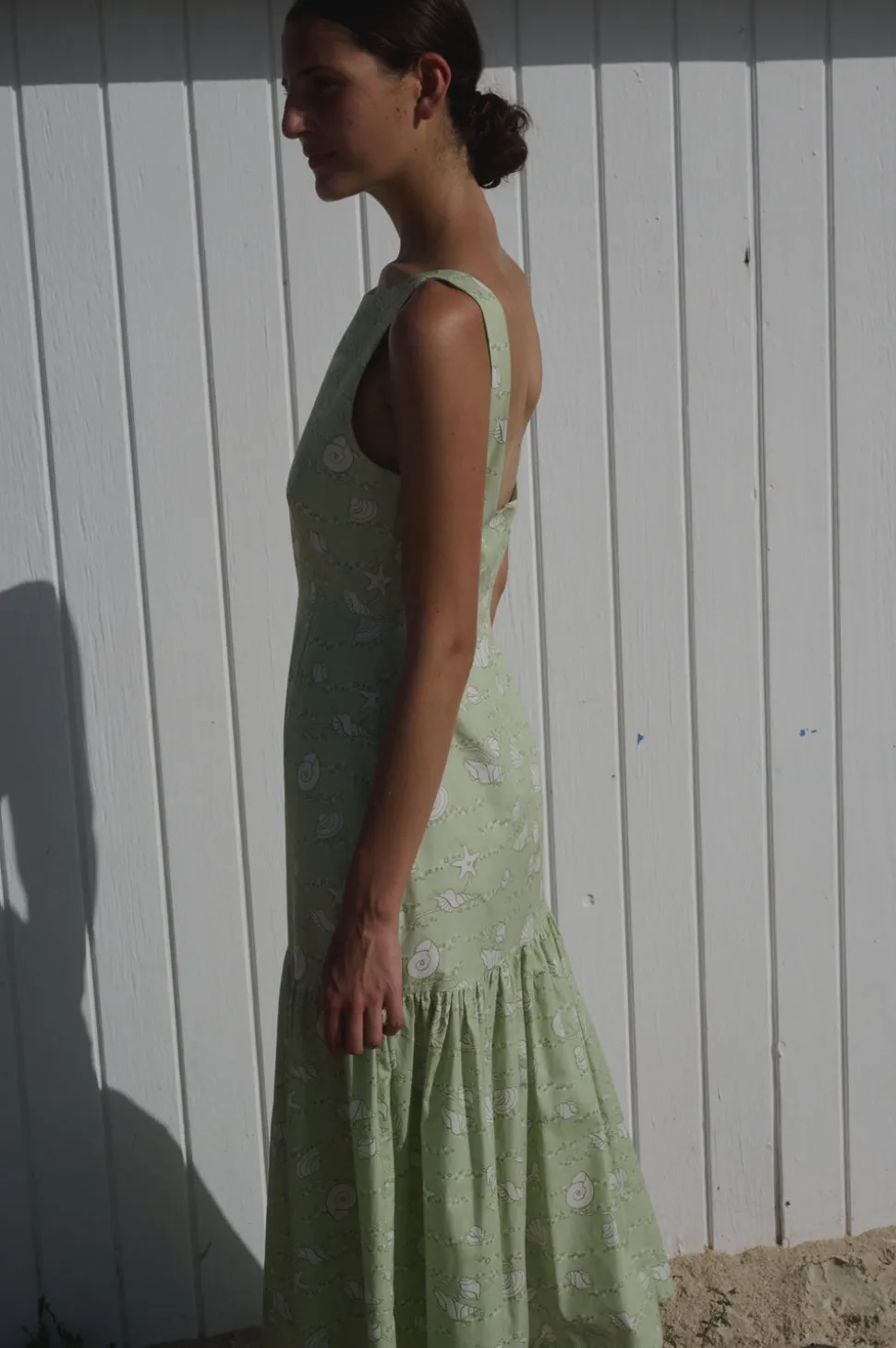 Low-Back Dress in Lime Shell