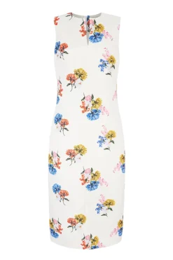 Ludie Dress In Retro Bouquet On White Taffeta Faille