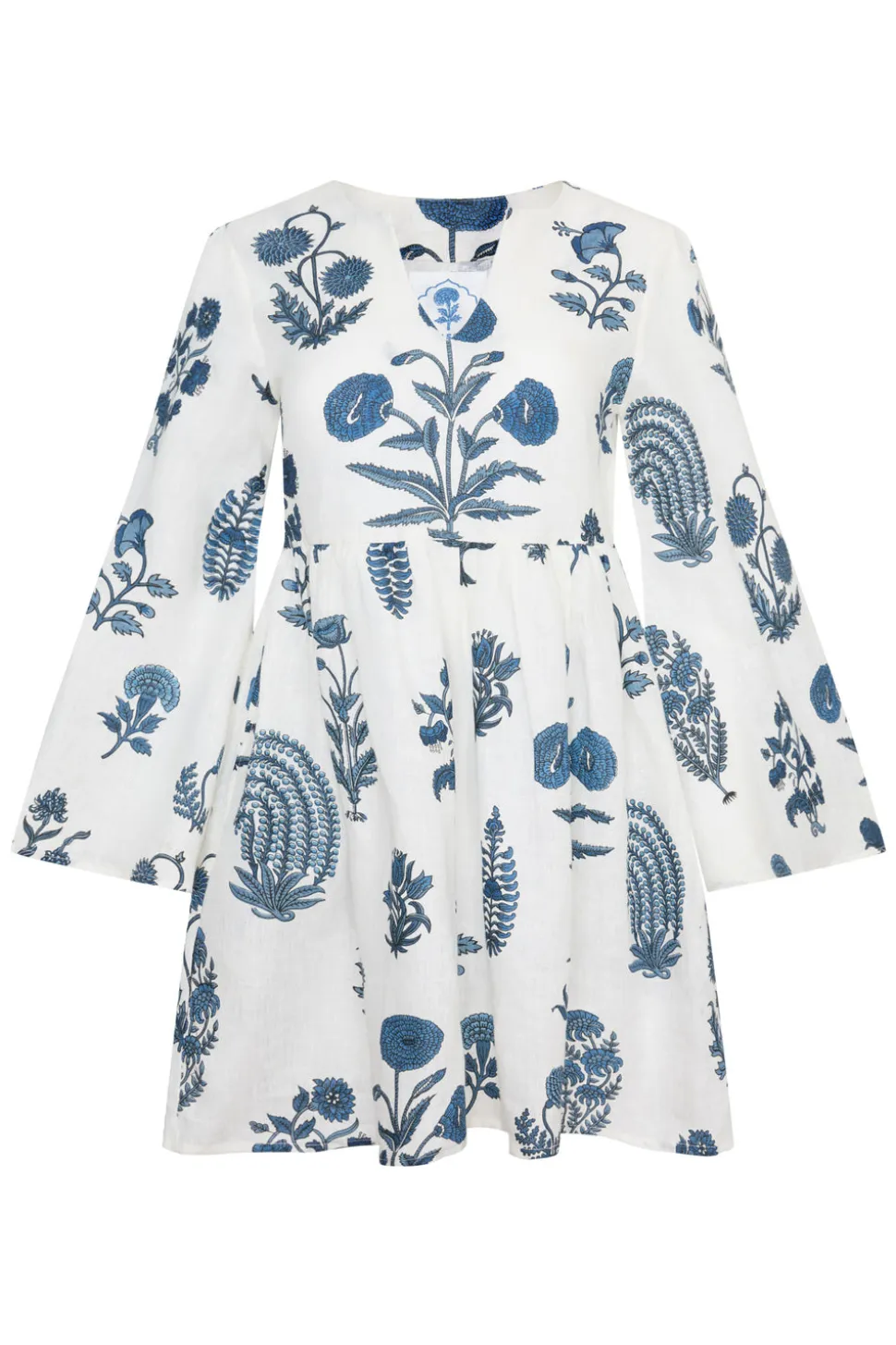 Lugano Mini Dress in Indigo Botantical