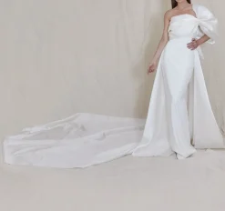 Lulu Gown with Hand Draped A-Symmetrical Organza Bodice