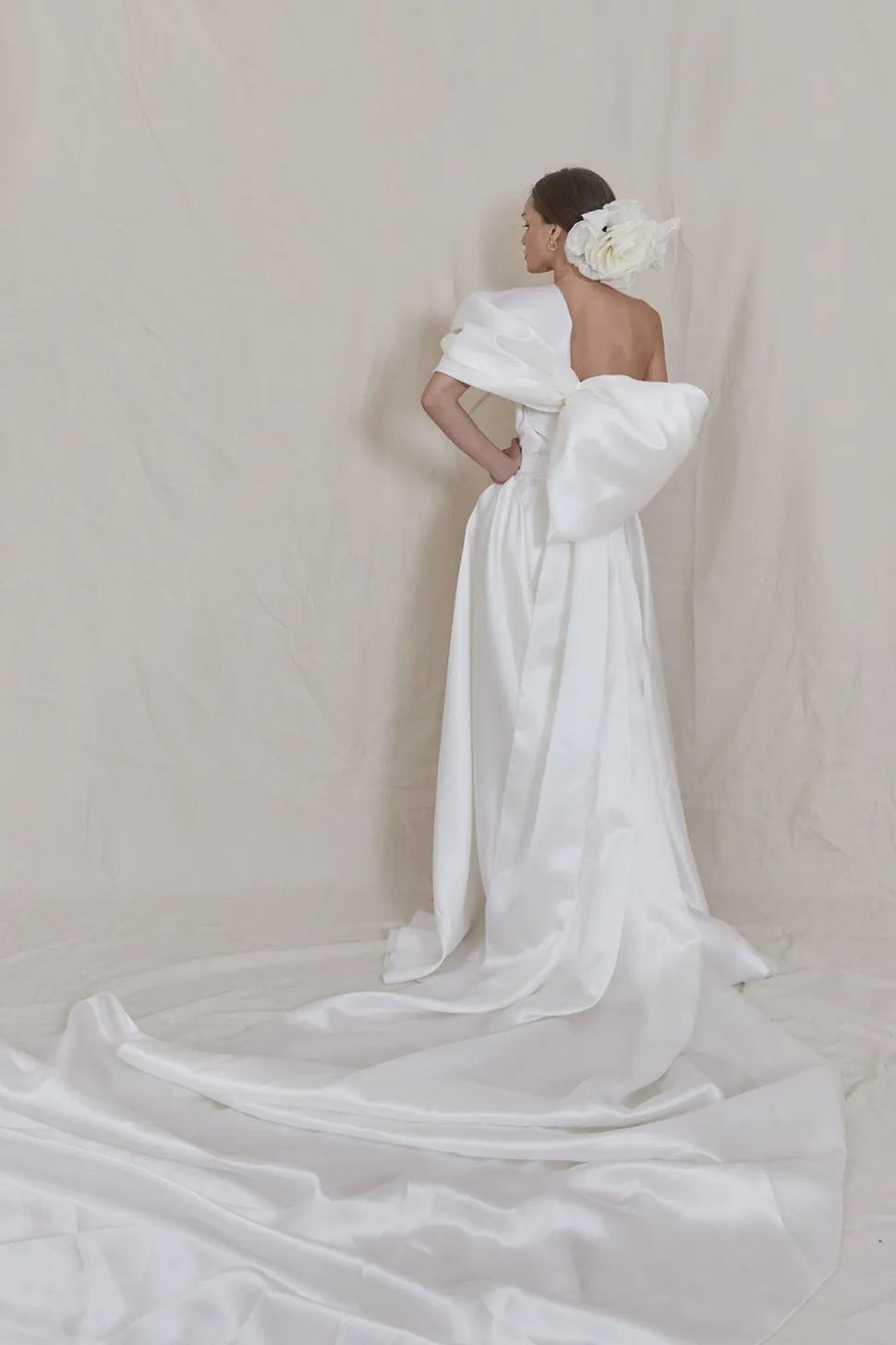 Lulu Gown with Hand Draped A-Symmetrical Organza Bodice