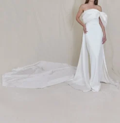 Lulu Gown with Hand Draped A-Symmetrical Organza Bodice
