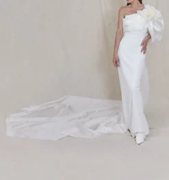 Lulu Gown with Hand Draped A-Symmetrical Organza Bodice