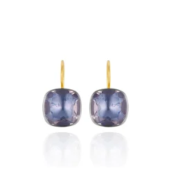 Luzia Button Earrings in Lavender Moon Quartz