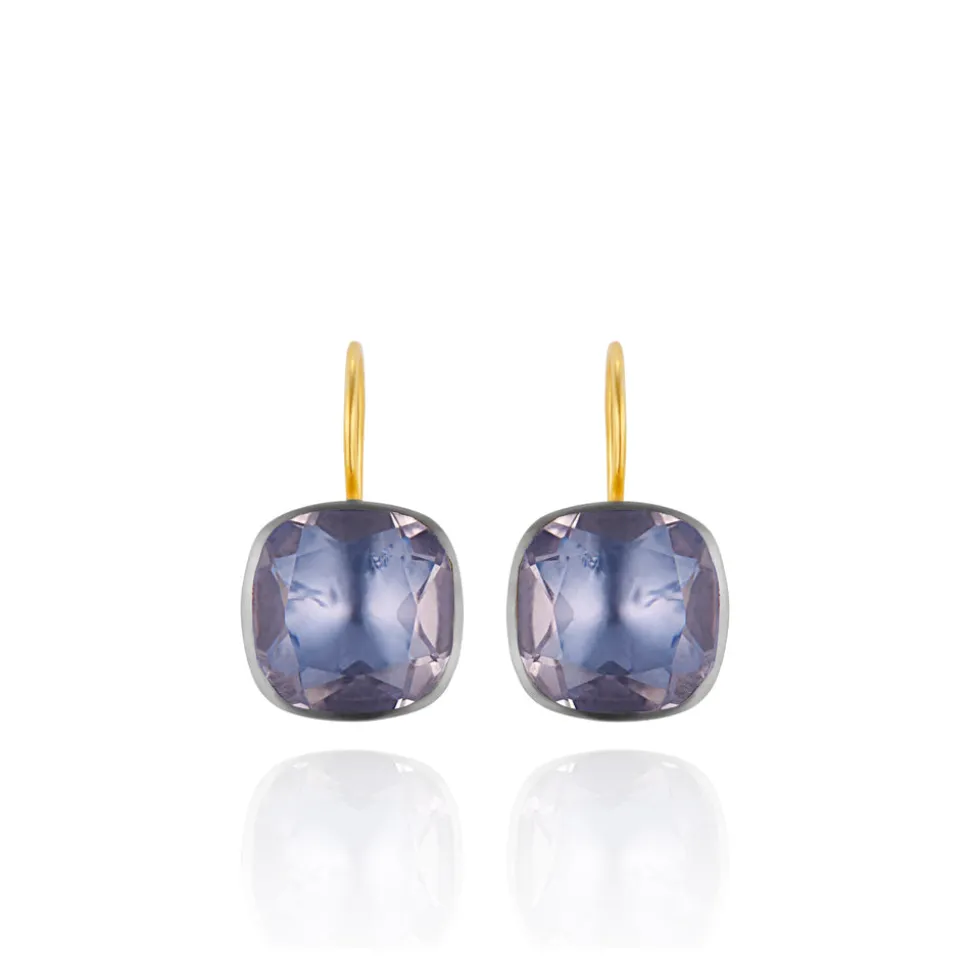 Luzia Button Earrings in Lavender Moon Quartz