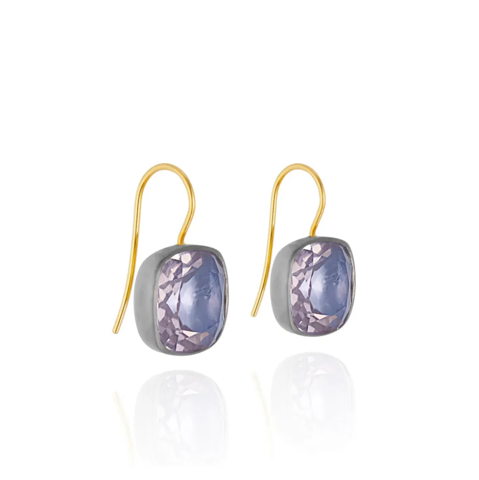 Luzia Button Earrings in Lavender Moon Quartz