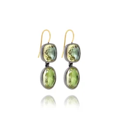 Luzia Cushion Oval Double Drop Earrings in Lemon Quartz