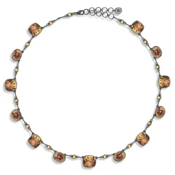 Luzia Cushion Oval Necklace in Yellow Citrine