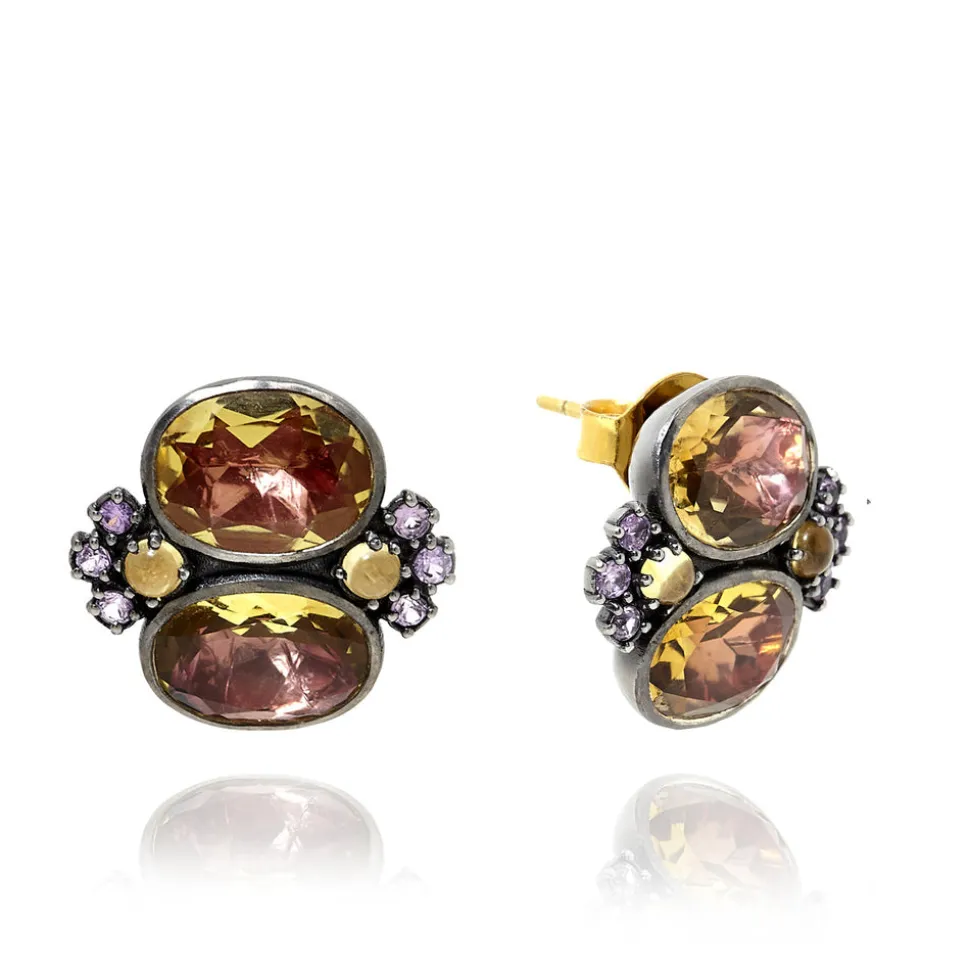 Luzia Dama Cluster Earrings in Yellow Citrine