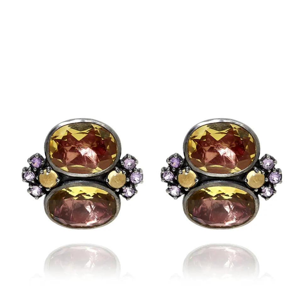 Luzia Dama Cluster Earrings in Yellow Citrine