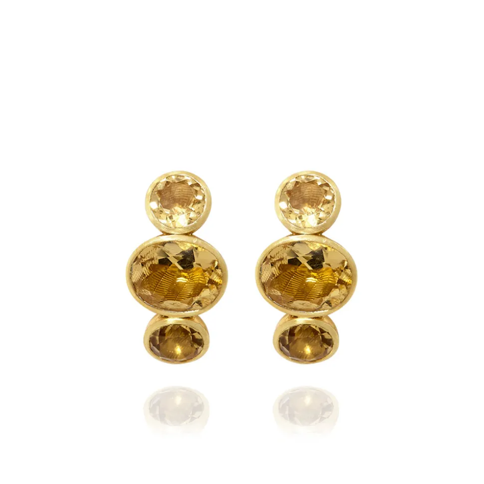 Luzia Demi-Hoop Earrings in Yellow Citrine & 14K Gold