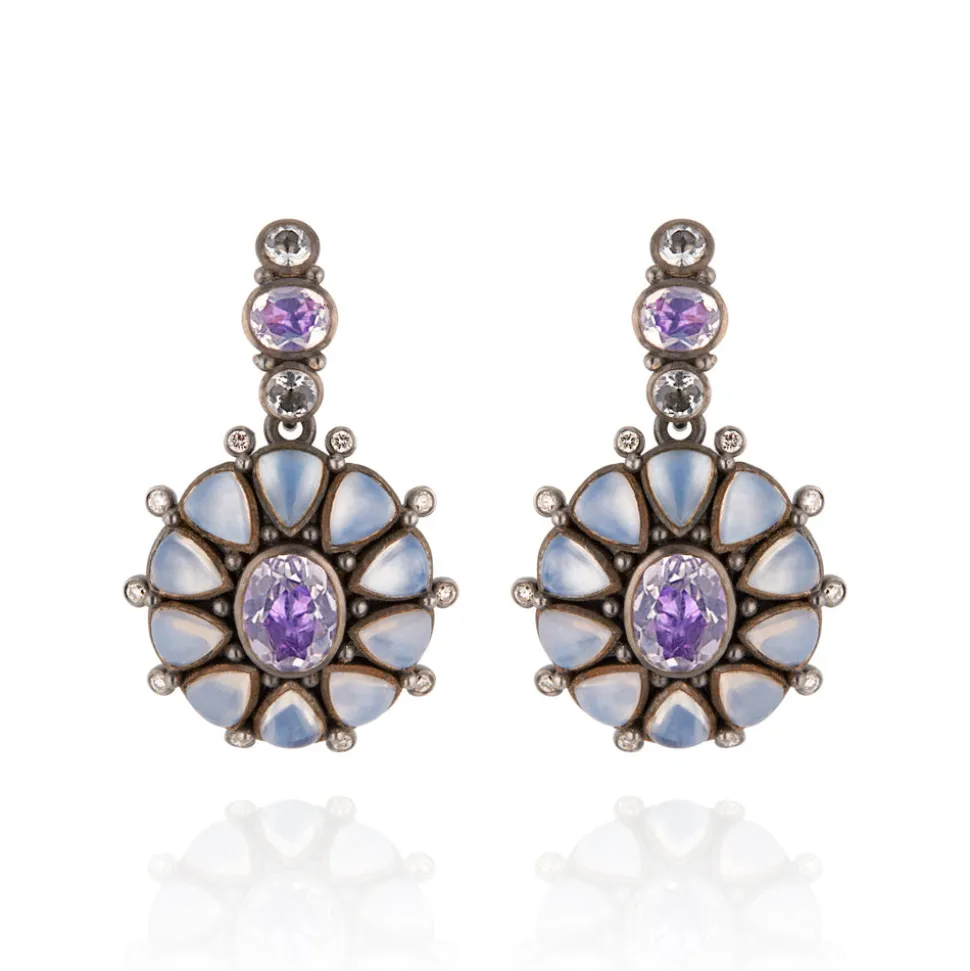 Luzia Princesa Cluster Drop Earrings in Lavender Moon Quartz