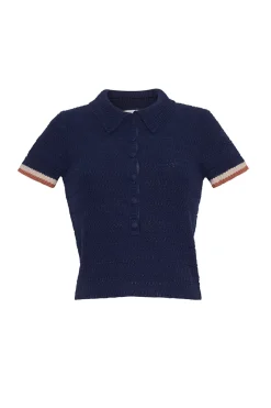 Lydia Top in Navy Crochet