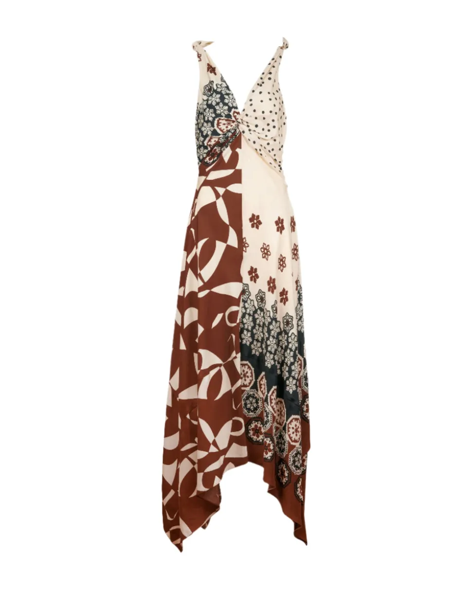 Mabel Dress in Cream & Deep Clay