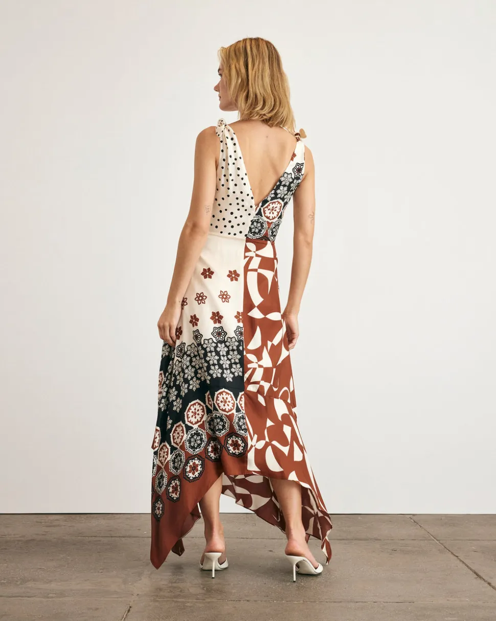 Mabel Dress in Cream & Deep Clay