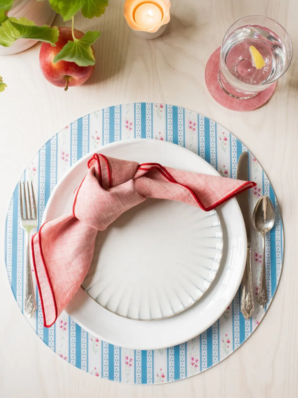 Mabel Vintage Floral Stripe Placemat