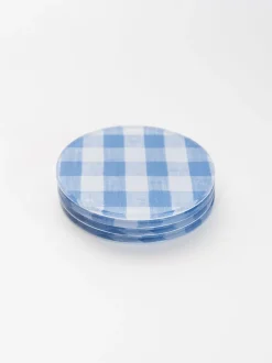 Mack Blue Gingham Coaster Set