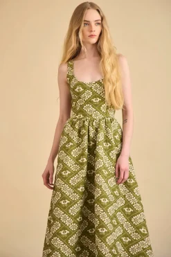 Maddy Dress in Legacy Jacquard Olive