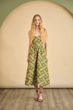 Maddy Dress in Legacy Jacquard Olive